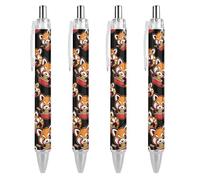 FJQWKLF Penna a sfera retrattile con inchiostro blu a forma di panda rosso che mangia spaghetti, punta fine da 0,5 mm, per ufficio, 4 pezzi