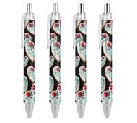 FJQWKLF Penna a sfera retrattile con inchiostro blu, punta fine da 0,5 mm, per dolci a forma di cuore di ciliegia, 4 pezzi