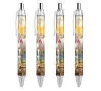 FJQWKLF Penna a sfera retrattile Uniform con coda arcobaleno, inchiostro blu, punta fine da 0,5 mm, per ufficio, 4 pezzi