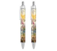 FJQWKLF Penna a sfera retrattile Uniform con coda arcobaleno, inchiostro blu, punta fine da 0,5 mm, per ufficio, 2 pezzi