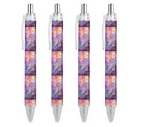 FJQWKLF Penna a sfera Wolf Fox Before Castle da 0,5 mm, personalizzata, retrattile, nera, con punta fine, per quaderni, scrittura, ufficio, 4 pezzi