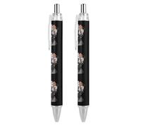 FJQWKLF Pit Bull Dog con corona di testa Penna a sfera carina per donna e uomo Penna a sfera retrattile da 0,5 mm per lavoro 2 pezzi