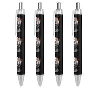 FJQWKLF Pit Bull Dog con corona di testa Penna a sfera carina per donna e uomo Penna a sfera retrattile da 0,5 mm per lavoro 4 pezzi