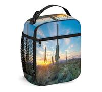 FJQWKLF Portapranzo con piante per uomini e donne, portapranzo piccolo per lavoro d'ufficio, picnic, il sole tramonta in mezzo, portapranzo portatile riutilizzabile, verde blu