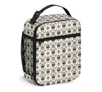 FJQWKLF Portapranzo Damascato per Donna Gioventù - Teschi di Halloween, Borsa da Pranzo Riutilizzabile da Uomo - Piccolo Portapranzo Coibentato per Picnic da Lavoro,Marrone