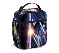 FJQWKLF Portapranzo Galaxy per uomini e donne, portapranzo piccolo per picnic in ufficio, lavoro, immagine di Movie Town, portapranzo portatile riutilizzabile, marrone blu