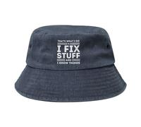 FJQWKLF Questo è Quello Che Faccio, aggiusto Le Cose e conosco Le Cose, Regalo Divertente, Cappello da Pescatore Bianco, Cappello da Pescatore da Cowboy Adulto, Cappello da Sole Nero