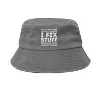 FJQWKLF Questo è Quello Che Faccio, aggiusto Le Cose e conosco Le Cose, Regalo Divertente, Cappello da Pescatore Bianco, Cappello da Pescatore da Cowboy Adulto, Cappello da Sole Nero