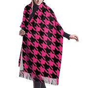 FJQWKLF Sciarpa avvolgente in pashmina da donna, sciarpa da donna a quadri rosa a traliccio con motivo pied de poule, grande, morbida, setosa, in pashmina e cashmere