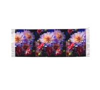 FJQWKLF Sciarpa con fiori colorati per donna, leggera e morbida, stampata, scialle con nappe alla moda autunno inverno