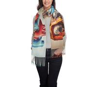 FJQWKLF Sciarpa con frange e stampa del cuore con anatomia umana, morbida e accogliente, in finto cashmere, design alla moda con frange per tutte le stagioni