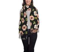 FJQWKLF Sciarpa con nappe e stampa di fiori di gelsomino rosso: un elegante scialle caldo invernale, alla moda, morbido e adatto al freddo.