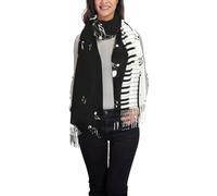 FJQWKLF Sciarpa con nappe e tasti del pianoforte con note musicali, avvolge lo scialle da donna, avvolge la sciarpa da uomo, comodamente e calda, costume