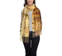FJQWKLF Sciarpa con stampa di note musicali, morbida e accogliente, in finto cashmere, con frange alla moda per tutte le stagioni.
