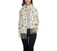 FJQWKLF Sciarpa da donna con motivo a stelle atomiche, classica sciarpa in pashmina con nappe, morbida sciarpa calda autunnale e invernale
