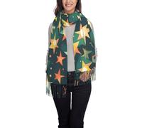 FJQWKLF Sciarpa da donna con stampa retrò con motivo a stelle atomiche, classica sciarpa in pashmina con nappe, morbida sciarpa calda autunnale invernale