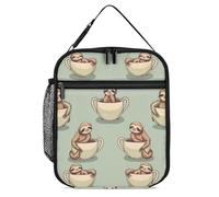 FJQWKLF Simpatica borsa per il pranzo al caffè con bradipo Borsa per il pranzo isolata Borsa per il pranzo riutilizzabile più fresca per ufficio, lavoro, spiaggia o viaggio