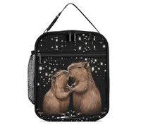 FJQWKLF Simpatica borsa per il pranzo Capybara Love Borsa per il pranzo isolata Borsa per il pranzo riutilizzabile più fresca per ufficio, lavoro, spiaggia o viaggio