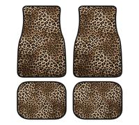 FJQWKLF Tappetini per auto per donna Farfalla modello leopardo Tappeto per auto anteriore e posteriore Set 4 pezzi Protezione per tappetini per veicoli per tutte le stagioni