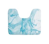 FJQWKLF Tappeto da bagno/WC assorbente e antiscivolo, sagomato per WC, a forma di U, per l'addestramento all'uso del vasino, per la base del WC, effetto marmo azzurro, taglia unica.