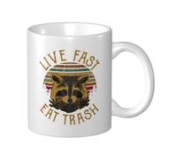 FJQWKLF Tazza da caffè in ceramica Live Fast Eat Trash, può contenere 11 OZ