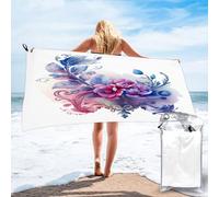 FJQWKLF Telo da mare e piscina con motivo floreale ad dipinto a mano, telo da mare grande morbido e assorbente per il nuoto, lo sport, la spiaggia, la palestra, 31,5 x 63 pollici