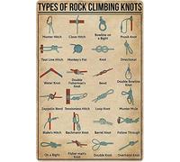 FJQWKLF Tipi di nodi da arrampicata, cartelli in metallo, poster con nozioni per scalatori, guide didattiche pratiche, decorazioni da parete, Home Club Farmhouse, 8x12 pollici