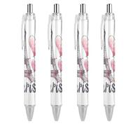 FJQWKLF Torre Eiffel Parigi Francia Penna a sfera retrattile con inchiostro blu 0,5 mm Penna a punta fine Forniture per ufficio 4 pezzi