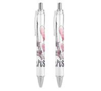 FJQWKLF Torre Eiffel Parigi Francia Penna a sfera retrattile con inchiostro blu 0,5 mm Penna a punta fine per scrittura Forniture per ufficio 2 pezzi