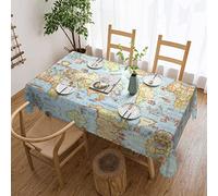 FJQWKLF Tovaglia quadrata con mappamondo 140x180cm, resistente all'olio e alle pieghe e facile da pulire, decorare e proteggere la tua tavola
