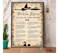 FJQWKLF Witch'S Home Rules Of The House Halloween Wall Art Metal Signage per casa, ufficio, bar, club, cucina, ristorante, decorazione da parete, targa, segnaletica, 8x12 pollici