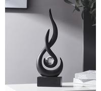 FJSPERM Decorazione nera moderna statua di fiamma decorazioni per la casa per soggiorno, 34,8 cm H mensola accenti decorativi, scultura in resina arte astratta per sala da pranzo ufficio tavolino