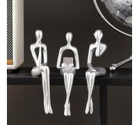 FJSPERM Statue di Pensatori in Argento per Decorazioni per la Casa, 3 Pezzi di Decorazioni per Scaffali, Moderne Sculture d'Arte Astratta Estetica per Libreria, Tavolo da Caffè, Televisore, Scrivania