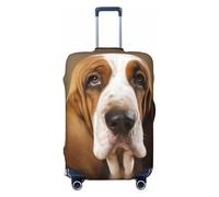 FJWSLCH Basset Hound - Copertura per valigia, approvata TSA, elastica, antigraffio, da viaggio, lavabile, adatta per bagagli da 45-81 cm, Nero , L
