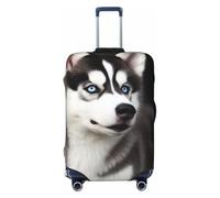 FJWSLCH Copertura per bagagli con cane husky carino per valigia, approvata TSA, copertura elastica per valigia, antigraffio, da viaggio, lavabile, adatta per bagagli da 45-81 cm, Nero , M