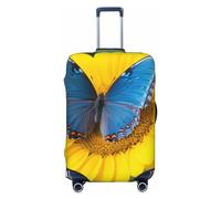 FJWSLCH Copertura per bagagli con farfalla blu girasole per valigia approvata TSA copertura elastica antigraffio per bagagli da viaggio copertura lavabile custodia per trolley adatta per bagagli da