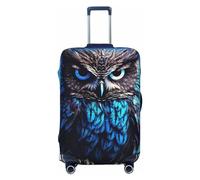 FJWSLCH Custodia per bagaglio con ruote da 45,7 a 81,3 cm, motivo gufo blu, approvata dalla TSA elastica, antigraffio, lavabile, nero, XL