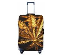 FJWSLCH Golden Cannabis - Custodia per bagagli, approvata dalla TSA, elastica, antigraffio, lavabile, per bagagli da 45,7 a 81,3 cm, nero, L