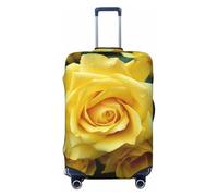 FJWSLCH Graziosa copertura per bagagli con rosa gialla per valigia, approvata TSA, elastica, antigraffio, da viaggio, lavabile, adatta per bagagli da 45-81 cm, Nero , L
