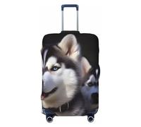 FJWSLCH Husky Dog - Copertura per bagagli per valigia, approvata TSA, elastica, antigraffio, da viaggio, lavabile, adatta per bagagli da 45-81 cm, Nero , S