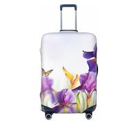 FJWSLCH Iris - Custodia per valigia da viaggio, con motivo a farfalla e fiore, approvata dalla TSA, elastica, antigraffio, lavabile, adatta per bagagli da 45,7 a 81,3 cm, nero, M
