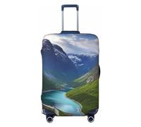 FJWSLCH Norwegian Fjords Copertura per bagagli per valigia, approvata TSA, copertura elastica per valigia, antigraffio, da viaggio, lavabile, adatta per bagagli da 45,7 a 81,7 cm, Nero , S