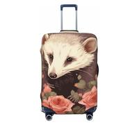 FJWSLCH Opossum and Roses - Copertura per bagagli per valigia, approvata TSA, elastica, antigraffio, da viaggio, lavabile, adatta per bagagli da 45-81 cm, Nero , L