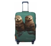 FJWSLCH Otters in Love - Copertura per valigia, approvata TSA, elastica, antigraffio, da viaggio, lavabile, adatta per bagagli da 45,7 a 81,7 cm, Nero , XL