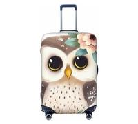 FJWSLCH Simpatico gufo con fiori copertura per bagagli per valigia TSA approvato copertura elastica per valigie antigraffio da viaggio copertura protettiva per bagagli lavabile custodia per trolley