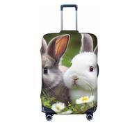 FJWSLCH Two Little Cute Rabbits - Copertura per valigia, approvata TSA, elastica, antigraffio, per valigie, lavabile, adatta per bagagli da 45-81 cm, Nero , M