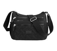 FJZFXKZL Borsa a Tracolla apparente, Borsa a Tracolla in Nylon, Borsa da Viaggio da Donna, Borse a Tracolla Multitasche di Grande(Black)