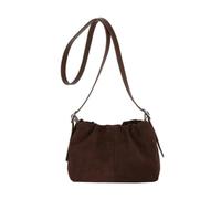 FJZFXKZL Borse a tracolla da donna in pelle scamosciata, borsa piccola marrone cioccolato, borsa a secchiello vintage con coulisse for lo shopping(Coffee)
