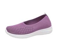 FJZFXKZL Comode Scarpe Ortopediche Da Donna, Sneakers Leggere Slip-on Lavorate A Maglia, Piatte, Per Camminare, Anziani, Traspiranti, Con Zeppa Di Supporto Per L'proa Plantare(Purple-B,42 EU)