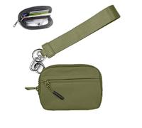 FJZFXKZL The Iris' Wallet, The Iris' Wallet 2nd Gen, The Iris Pouch Wristlet，Zippered Card Case Clutch with Keychain ID Window(Army Green)